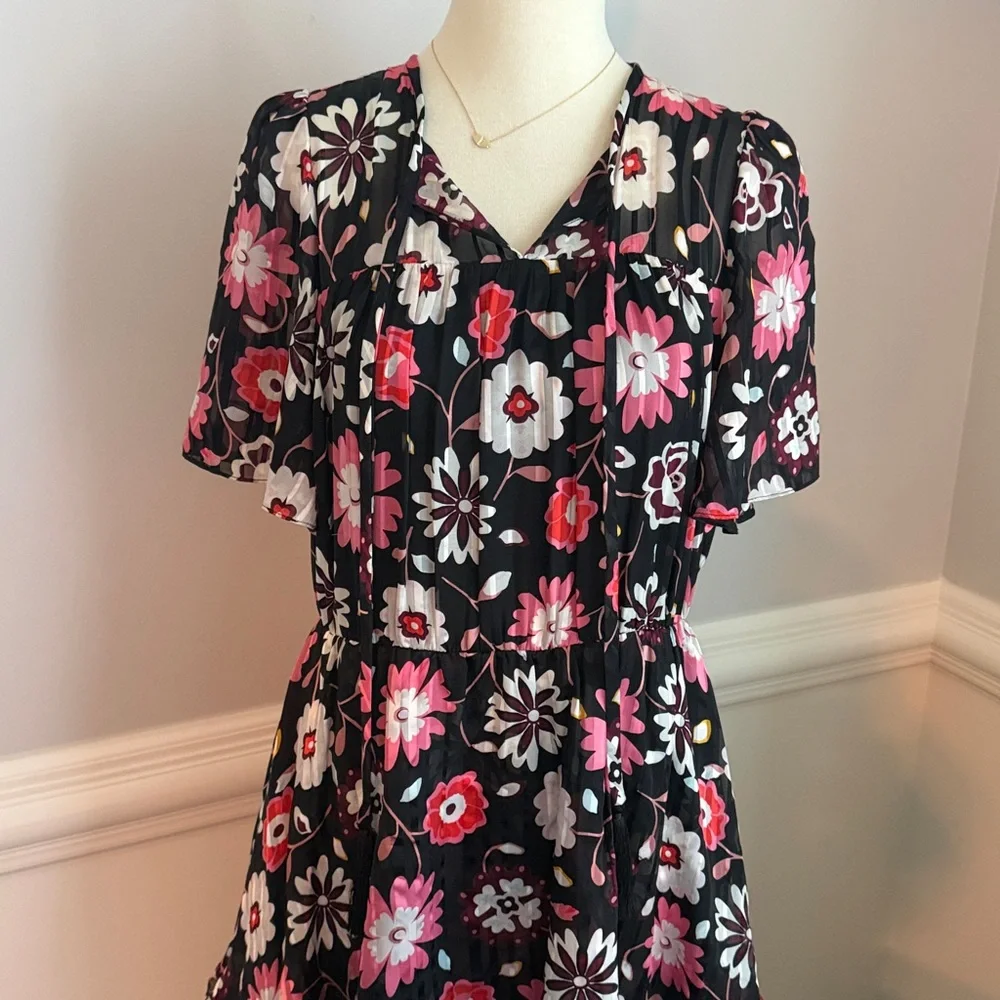 Kate Spade Casa Floral Silk Midi Dress